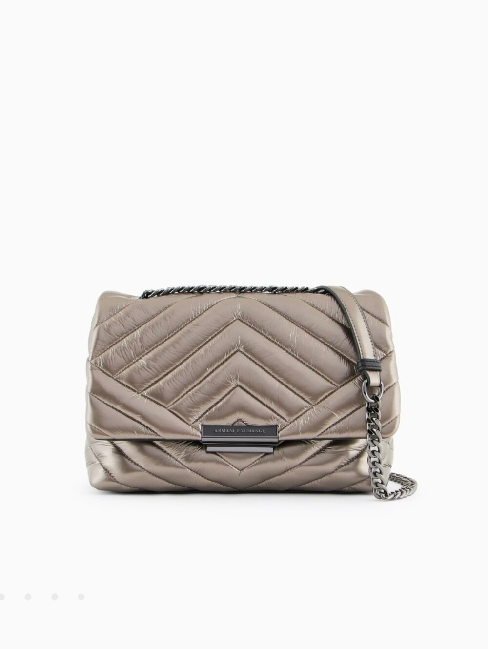 NWT Armani Exchange Metallic Gunmetal Quilted Chain Shoulder Bag - Picture 5 of 14